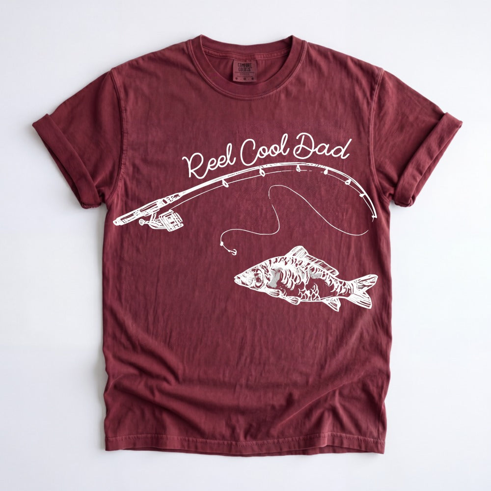 Reel Cool Dad fishing shirt maroon
