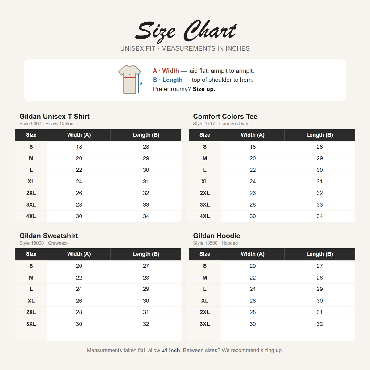 Size chart