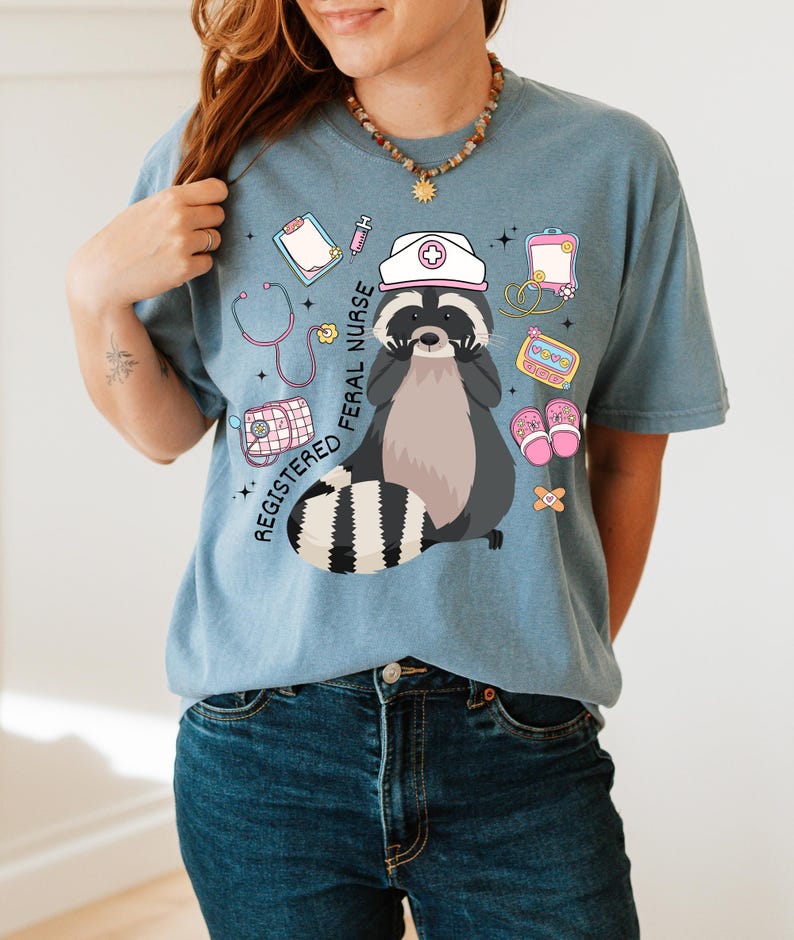 Registered Feral Nurse raccoon shirt