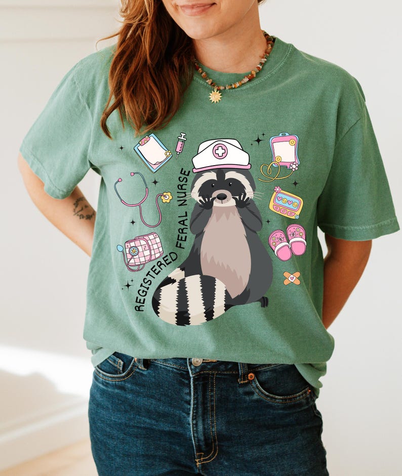 Registered Feral Nurse raccoon shirt