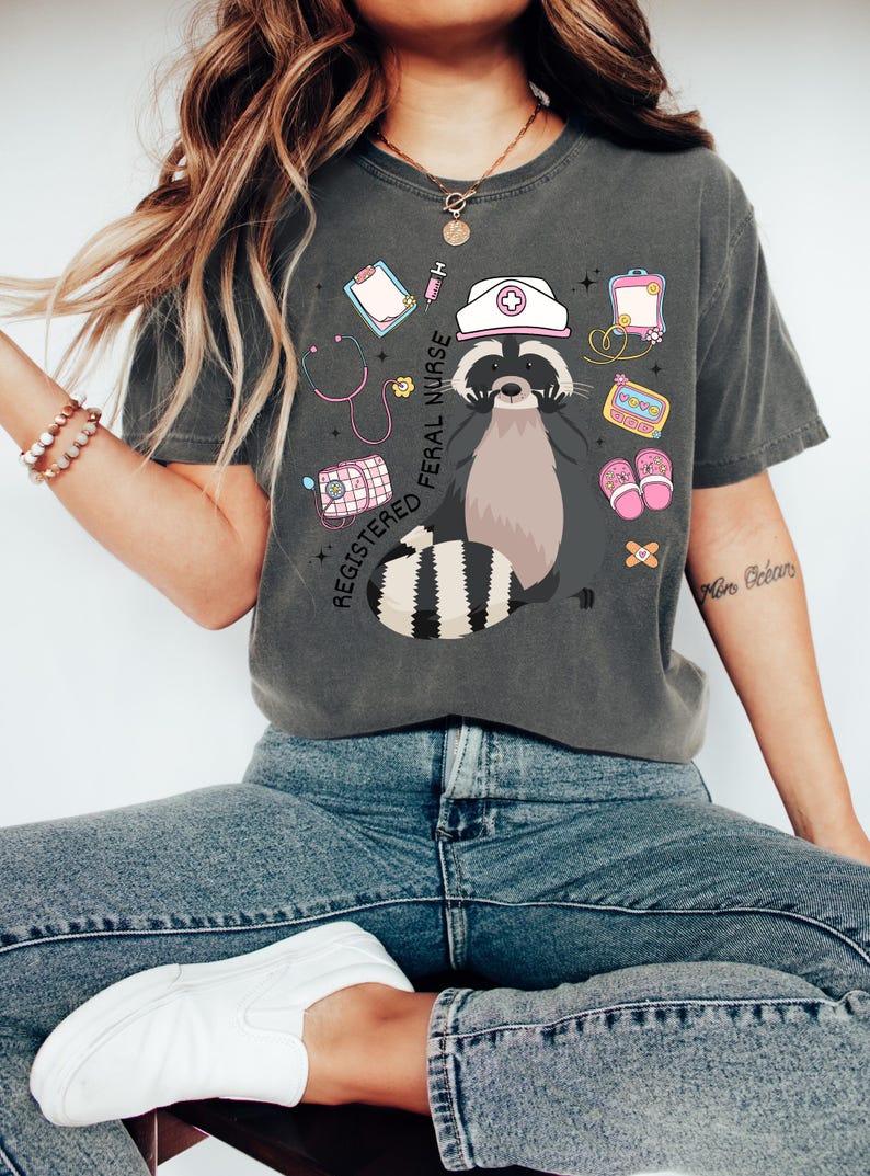 Registered Feral Nurse raccoon shirt