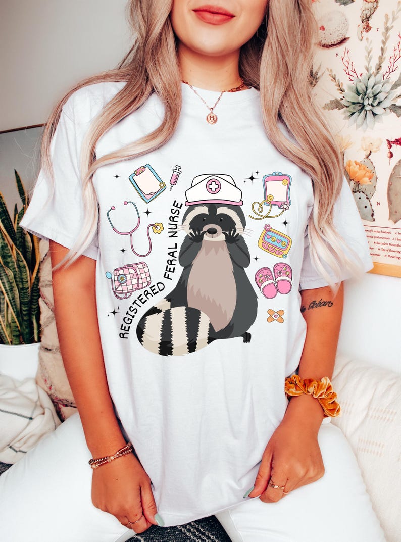 Registered Feral Nurse raccoon shirt