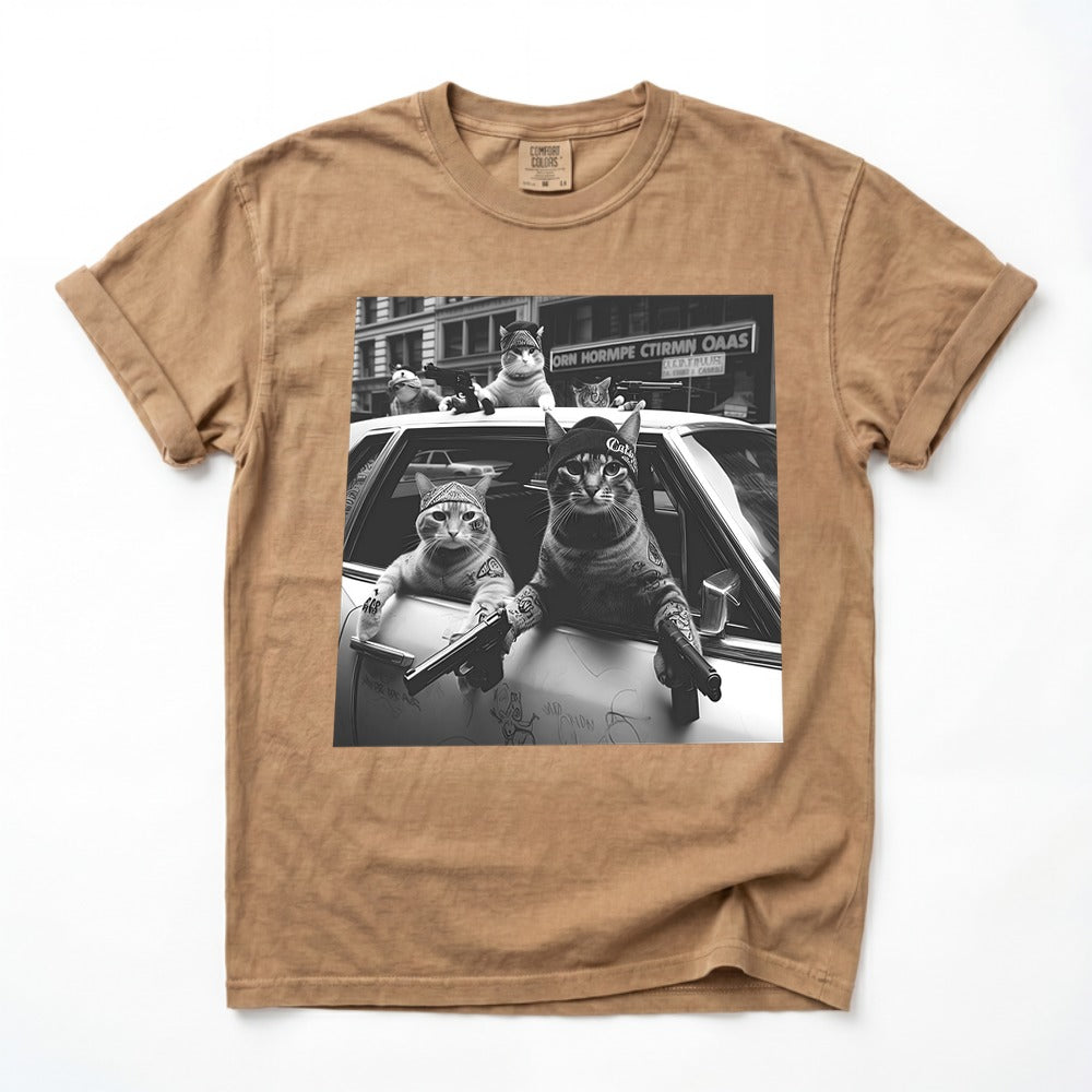 Funny Cat Gang Vinage T-shirt