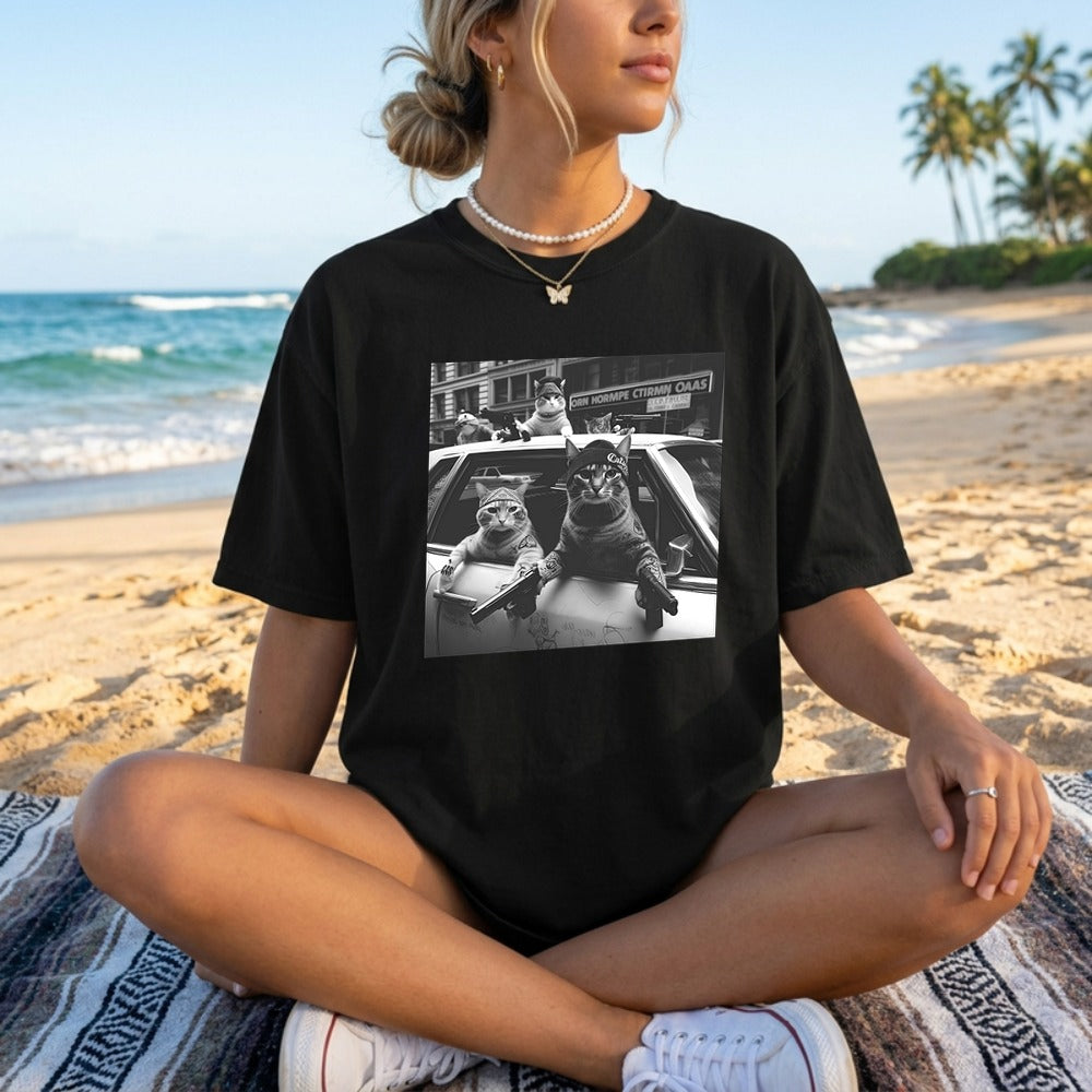 Funny Cat Gang Vinage T-shirt