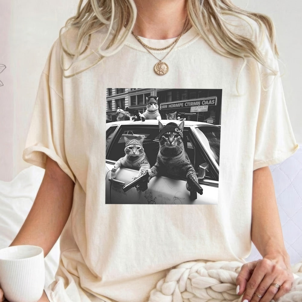 Funny Cat Gang Vinage T-shirt