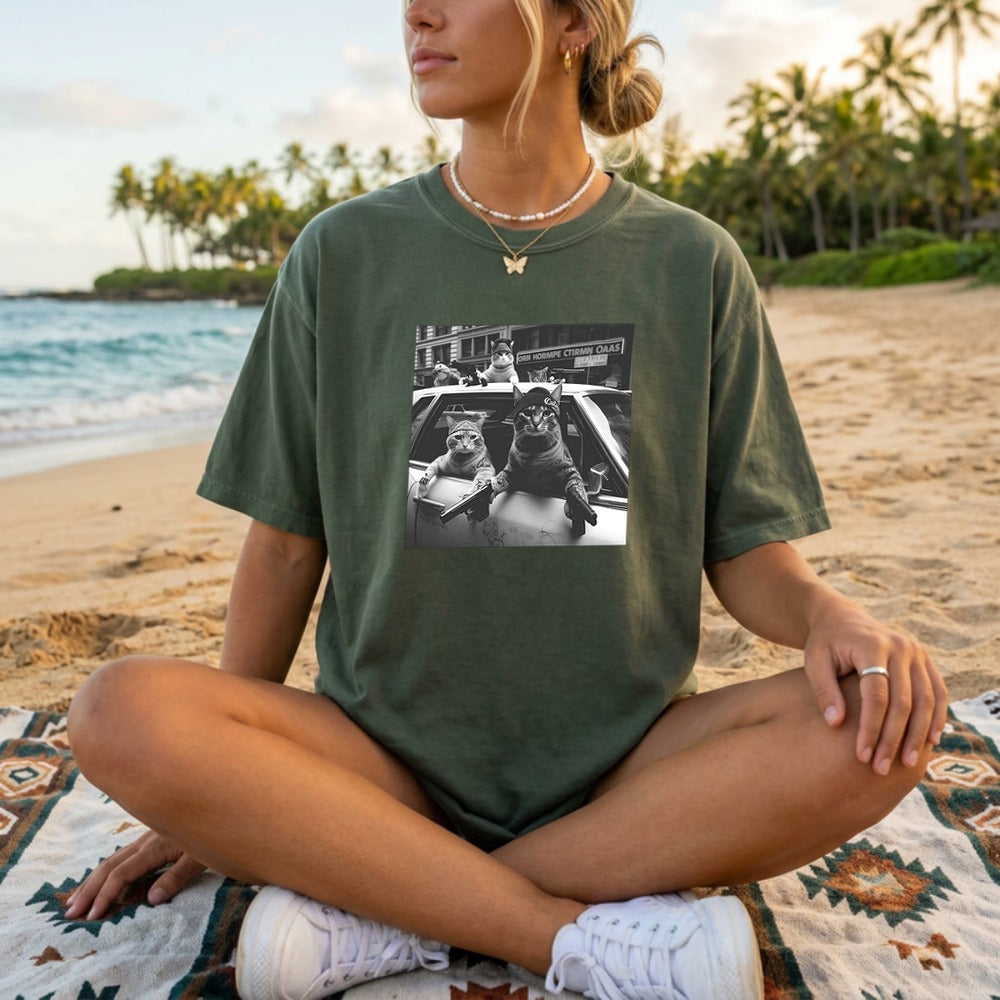 Funny Cat Gang Vinage T-shirt