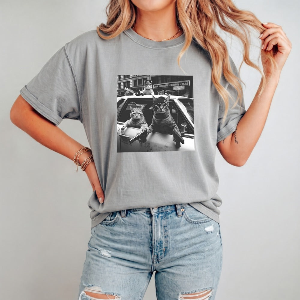 Funny Cat Gang Vinage T-shirt
