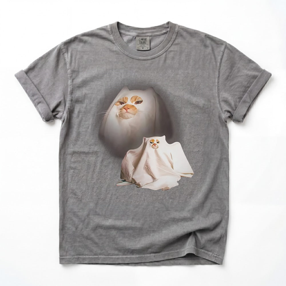 Retro Funny Ghost Kitten Comfort Colors Shirt