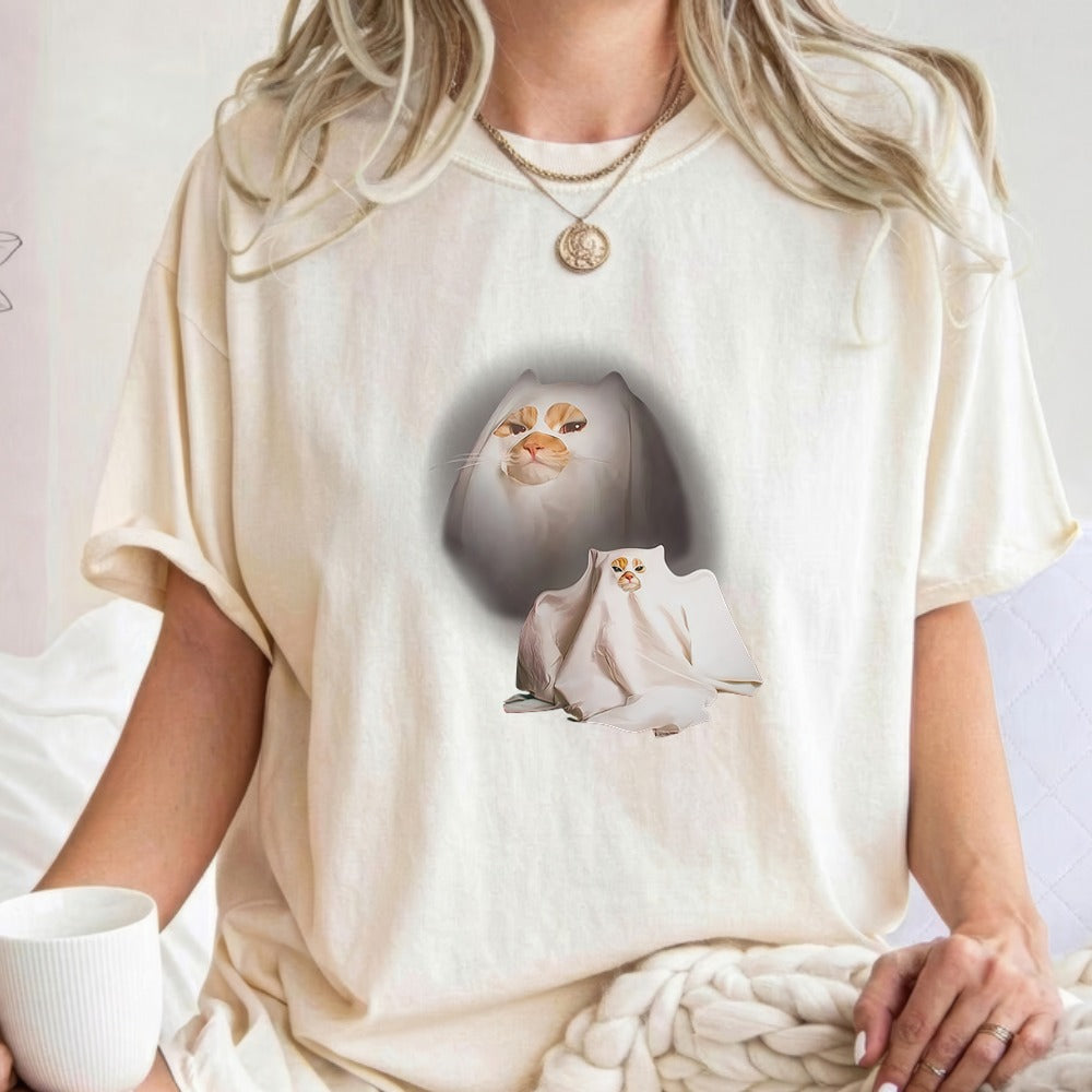 Retro Funny Ghost Kitten Comfort Colors Shirt