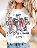 God Bless America Patriotic Cross Flag T-Shirt