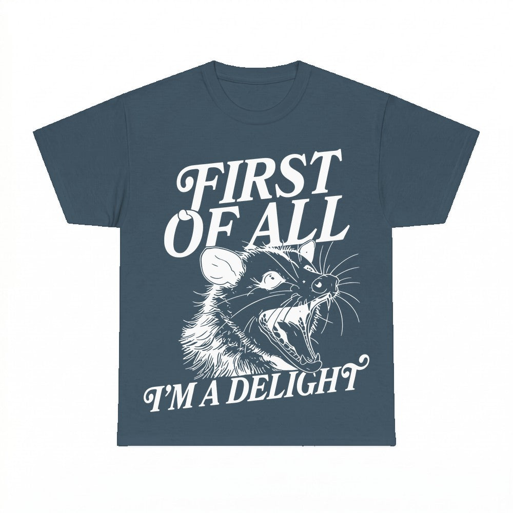 First Of All I'm A Delight Opossum Shirt - Gildan Unisex Tee