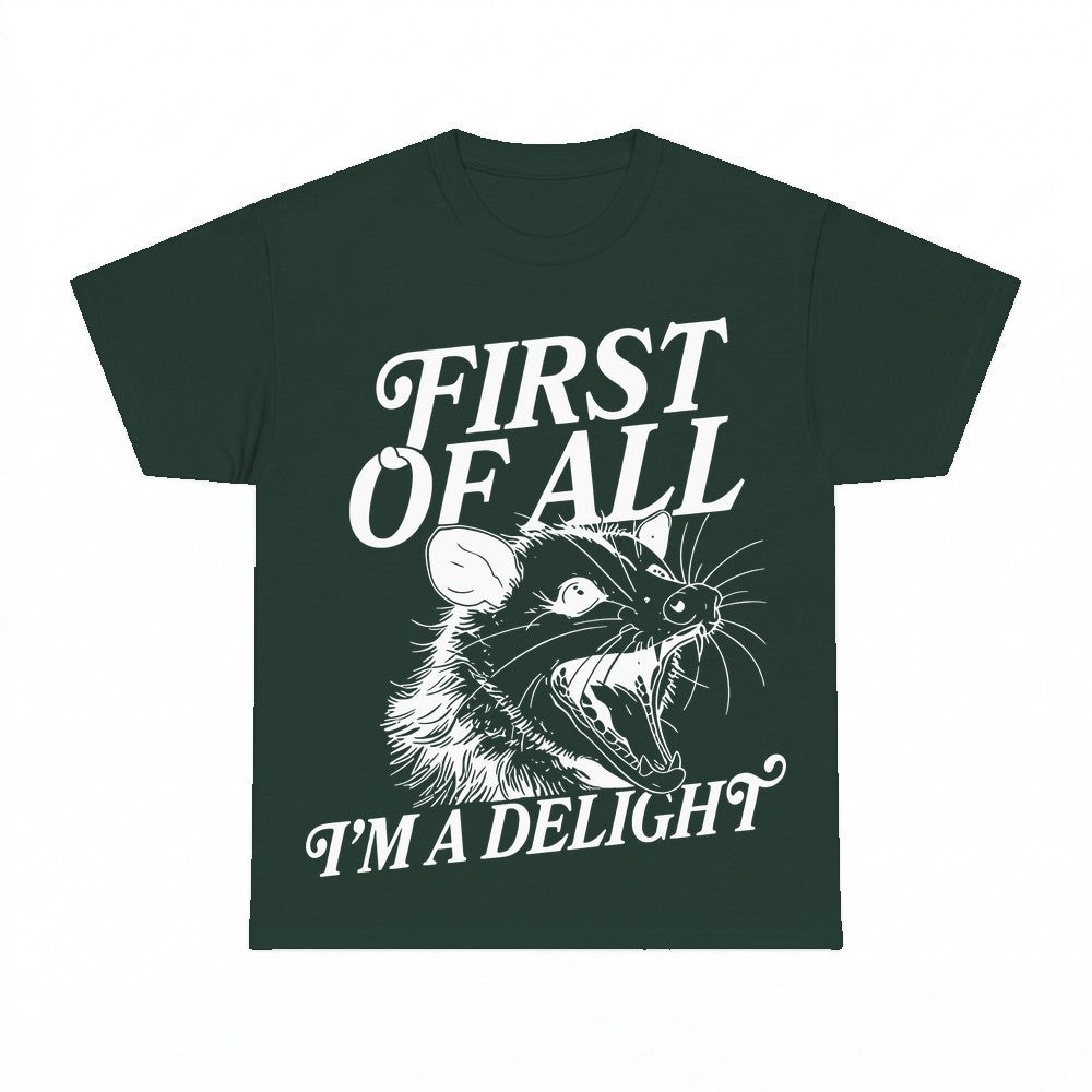 First Of All I'm A Delight Opossum Shirt - Gildan Unisex Tee