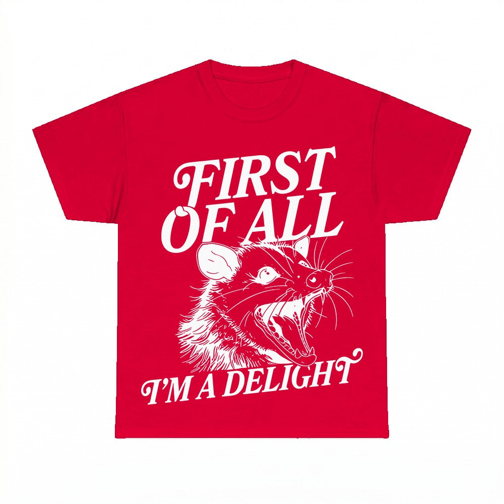 First Of All I'm A Delight Opossum Shirt - Gildan Unisex Tee
