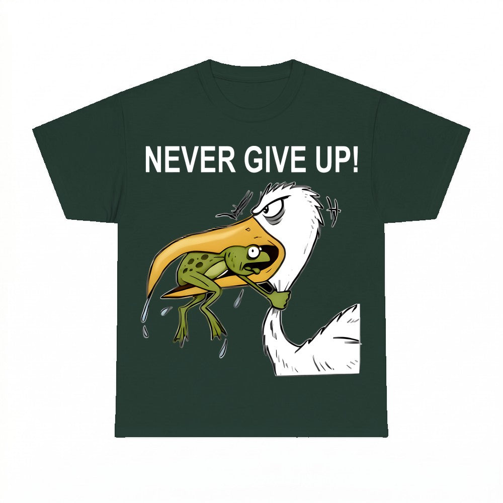 Never Give Up! Frog Bird Shirt - Gildan Unisex Tee
