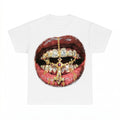 Mouth Diamond Grillz Cross Chain Shirt - Gildan Unisex Tee