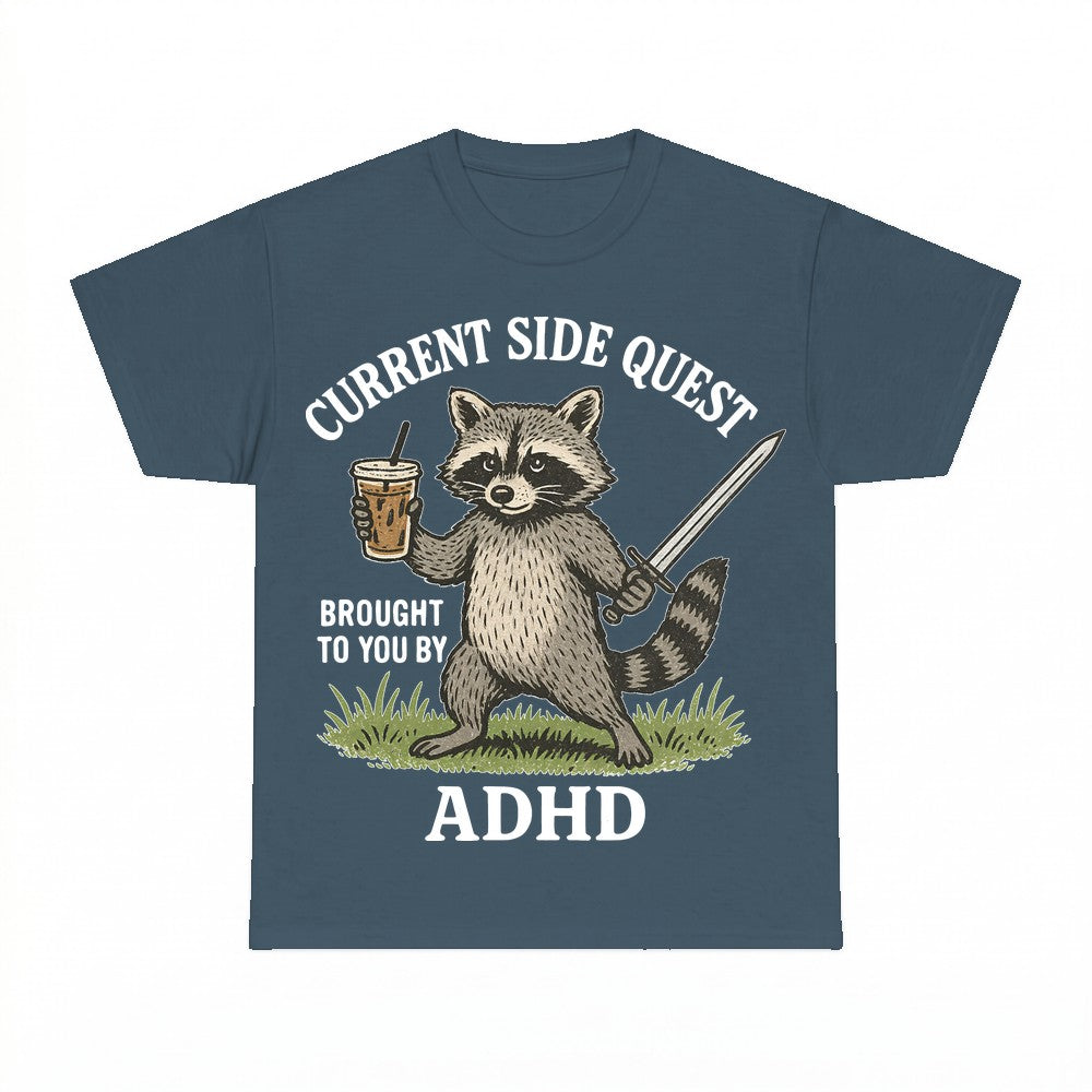Current Side Quest Adhd Raccoon Shirt - Gildan Unisex Tee