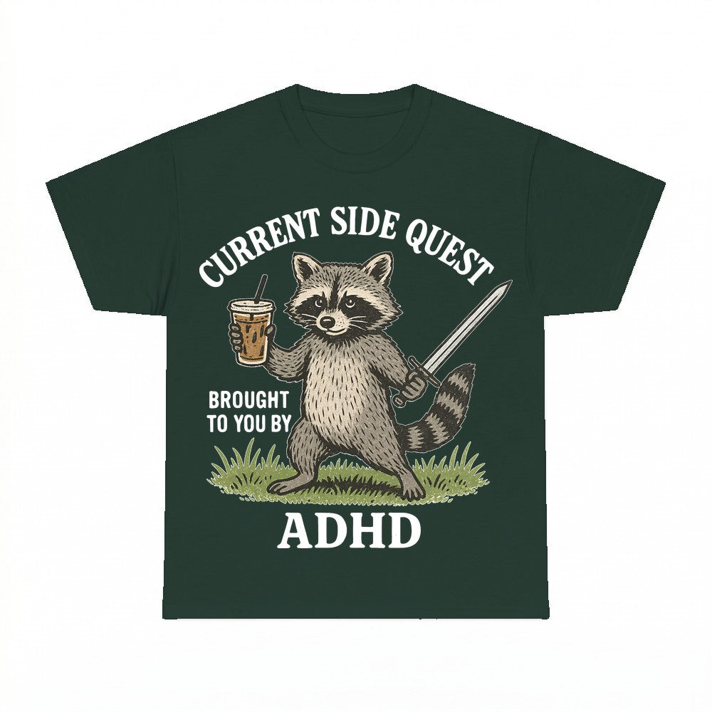 Current Side Quest Adhd Raccoon Shirt - Gildan Unisex Tee