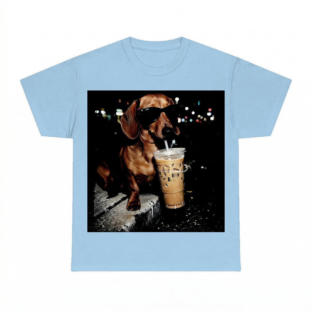 Comfort Colors Funny Dachshund Drinking Iced Coffee Shirt - 