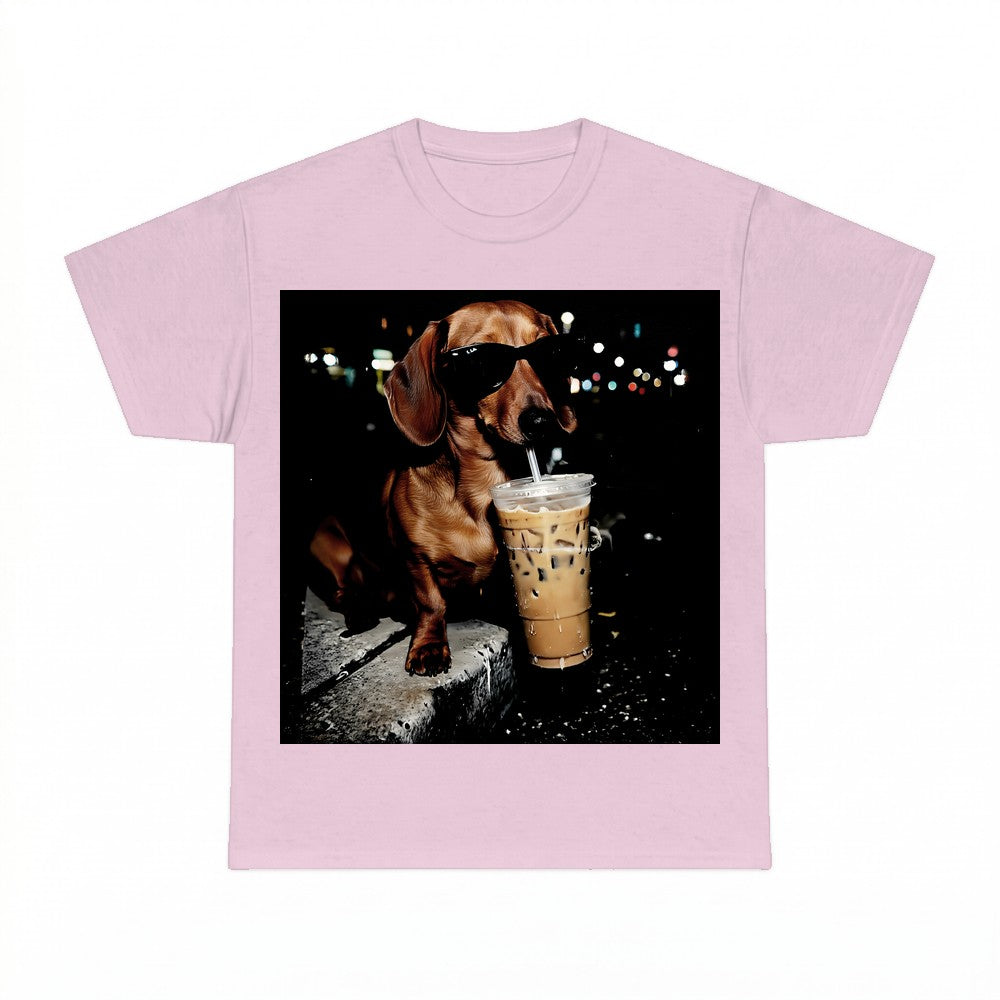 Comfort Colors Funny Dachshund Drinking Iced Coffee Shirt - 