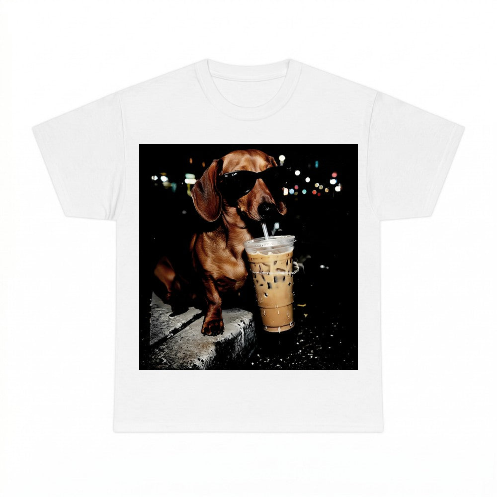 Comfort Colors Funny Dachshund Drinking Iced Coffee Shirt - 