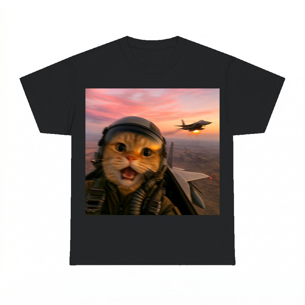 Funny Fighter Pilot Cat Shirt - Gildan Unisex Tee