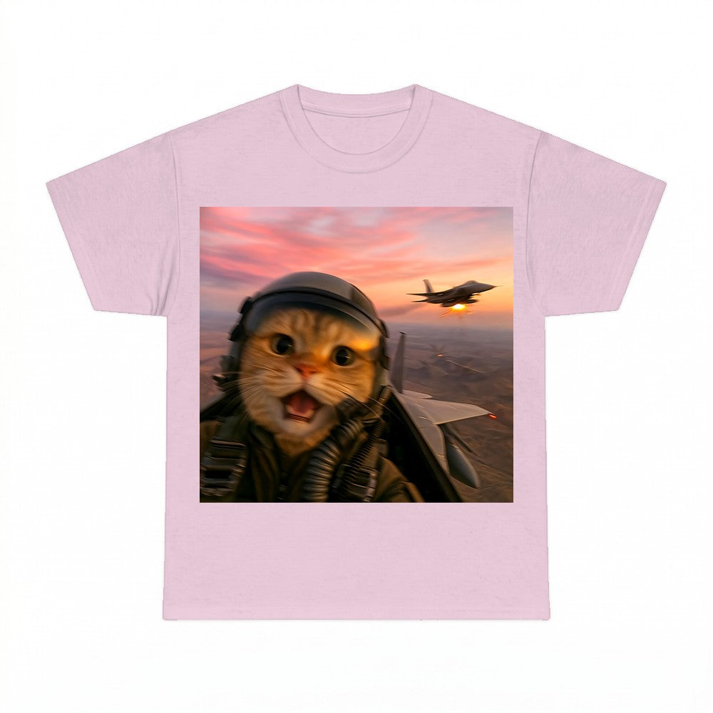 Funny Fighter Pilot Cat Shirt - Gildan Unisex Tee