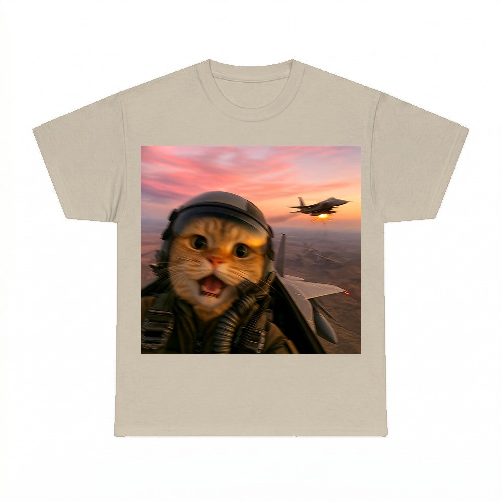 Funny Fighter Pilot Cat Shirt - Gildan Unisex Tee