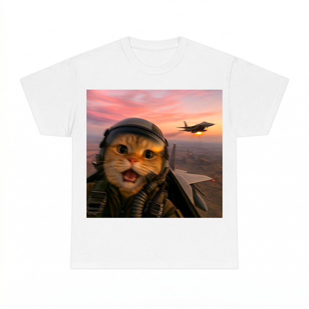Funny Fighter Pilot Cat Shirt - Gildan Unisex Tee