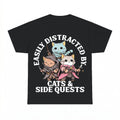 Easily Distracted by Cats and Side Quests T-Shirt - Gildan U