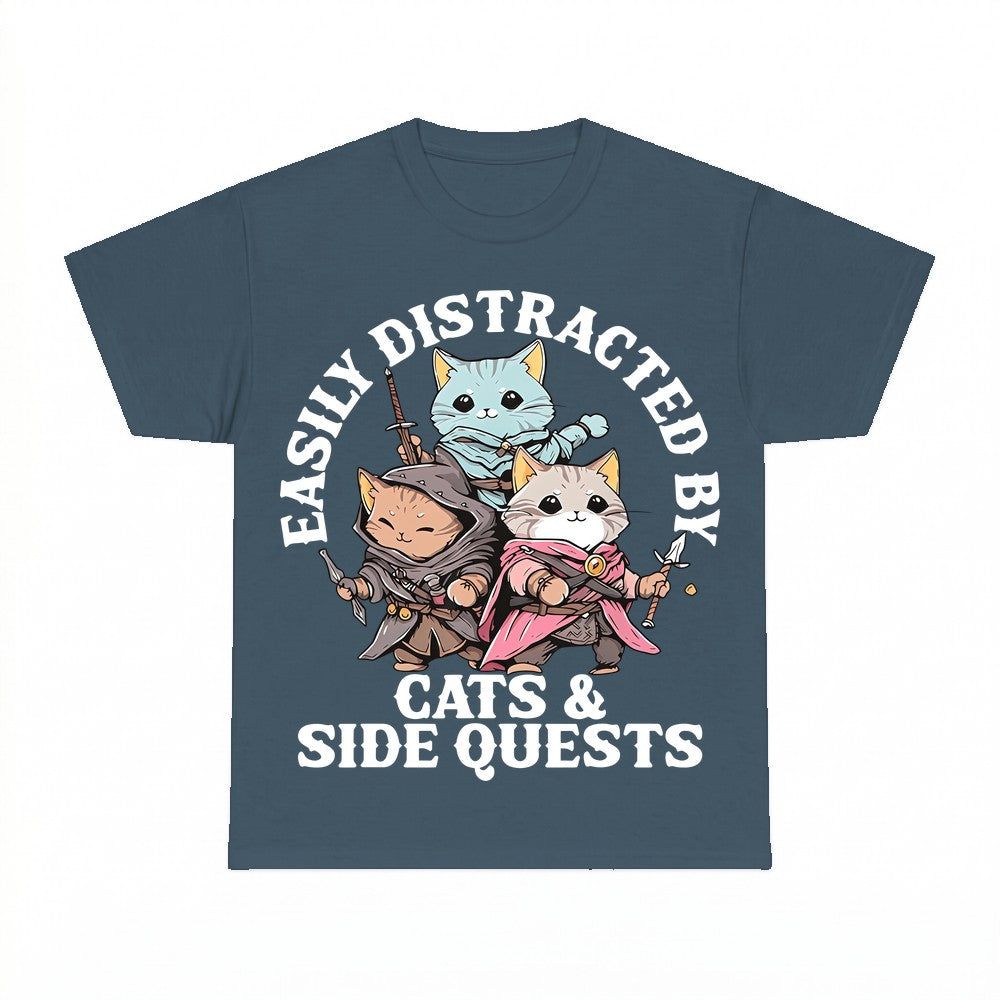 Easily Distracted by Cats and Side Quests T-Shirt - Gildan U
