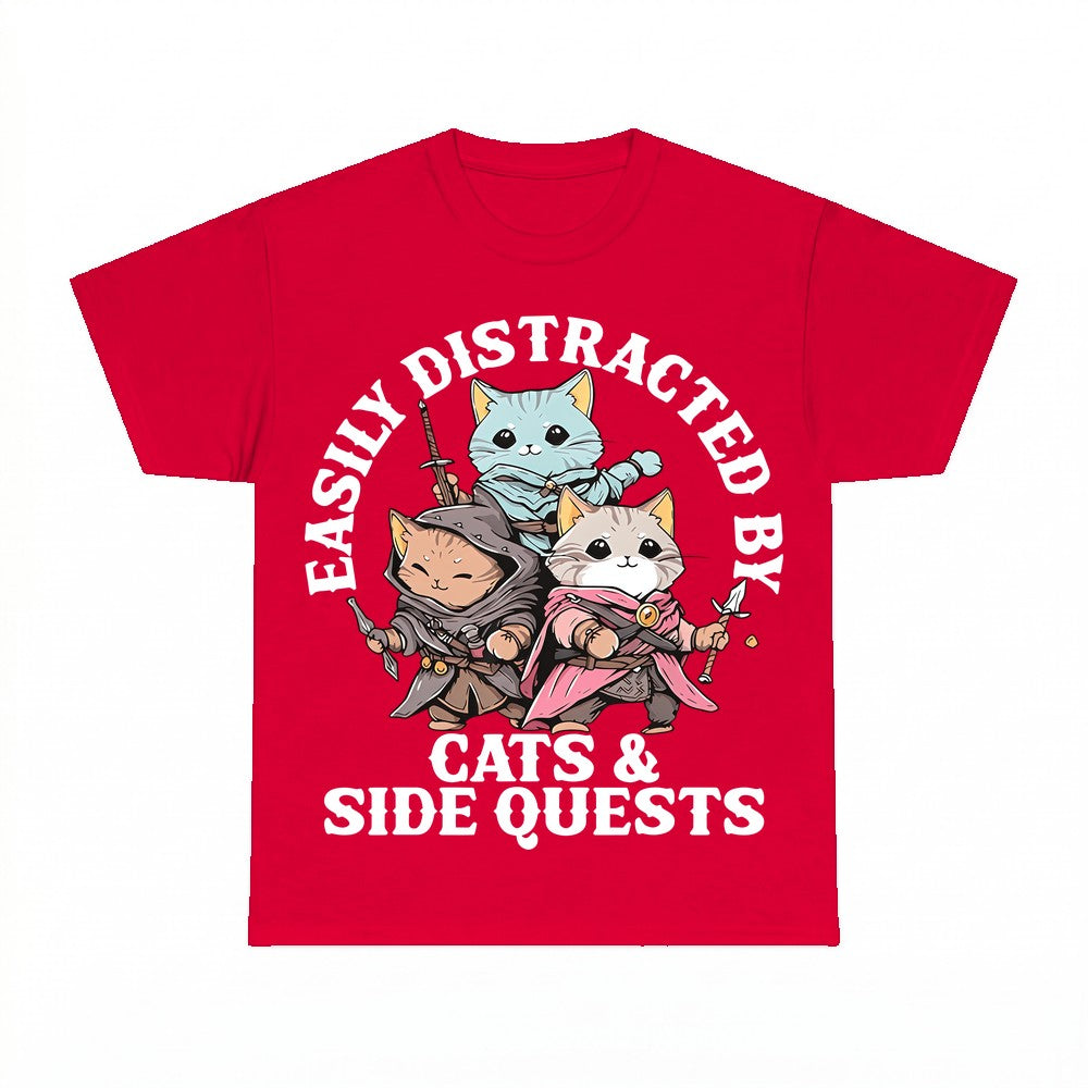 Easily Distracted by Cats and Side Quests T-Shirt - Gildan U