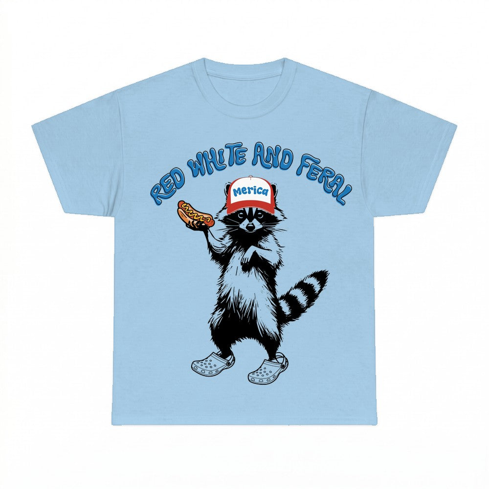 Red White And Feral T-Shirt - Gildan Unisex Tee