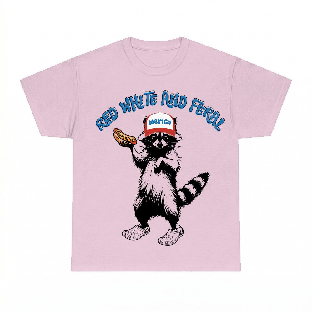Red White And Feral T-Shirt - Gildan Unisex Tee