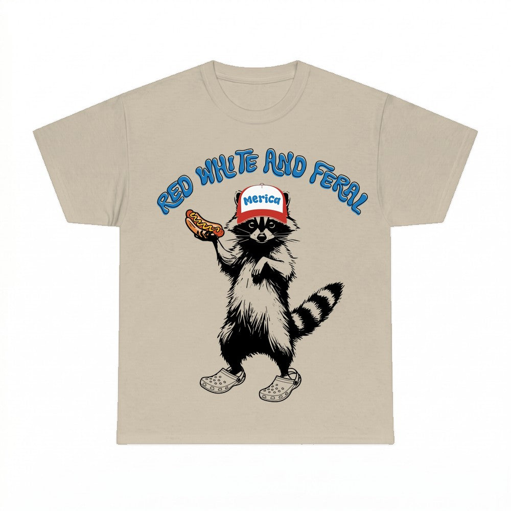 Red White And Feral T-Shirt - Gildan Unisex Tee