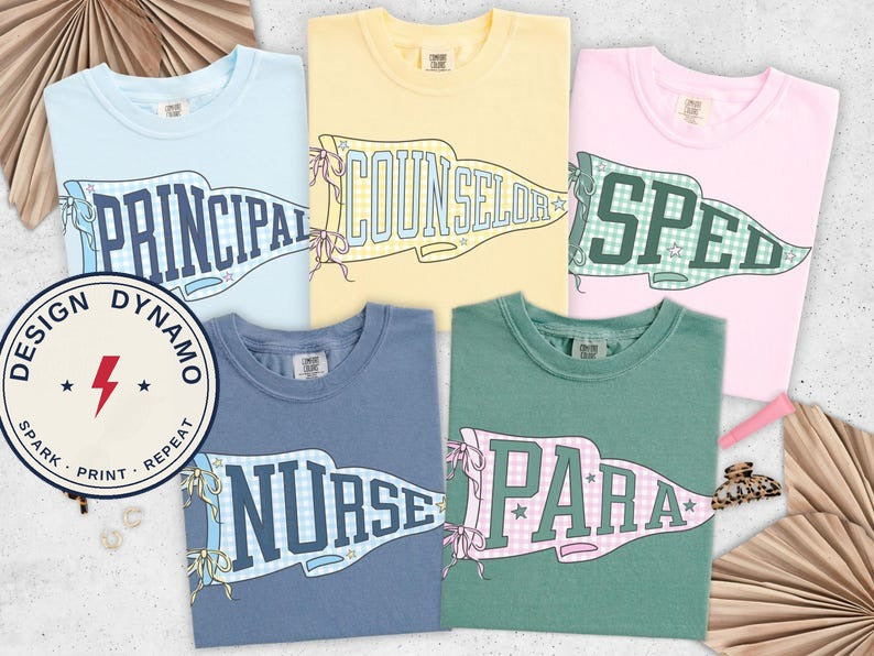 Teacher role team coquette pennant shirts
