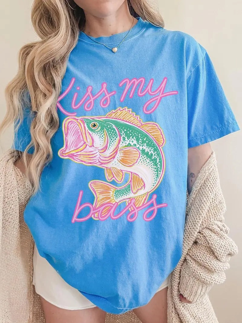Kiss My Bass funny fishing shirt