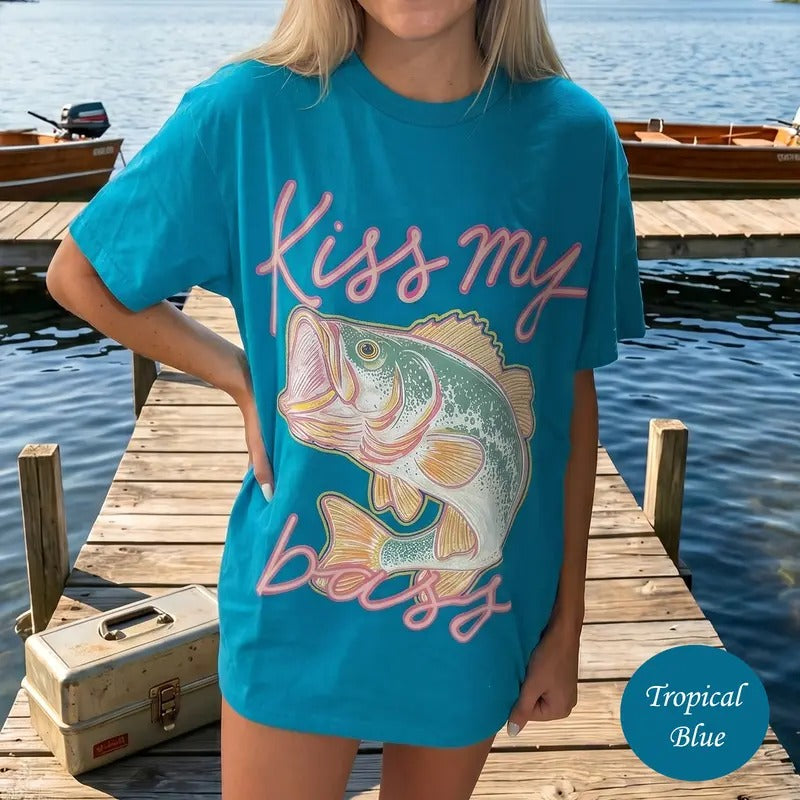 Kiss My Bass funny fishing shirt
