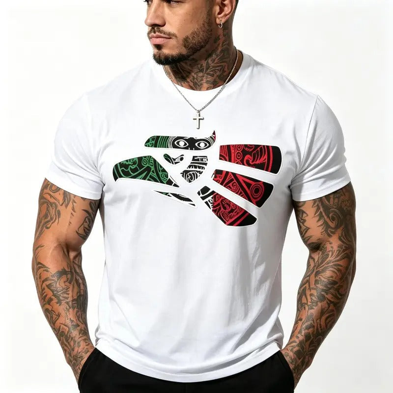 Mexico Eagle Pride Shirt, Mexican Flag Aztec Tribal Eagle Tattoo Tee, Latino Heritage Gift for Men, Viva Mexico, Gildan Unisex T-Shirt Sweatshirt Hoodie
