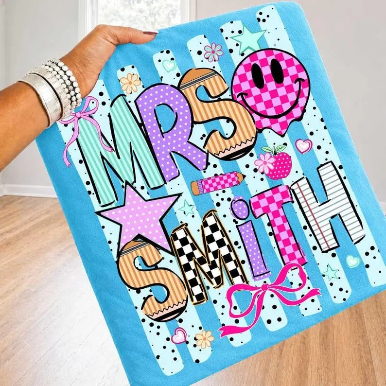 Personalized teacher name coquette shirt