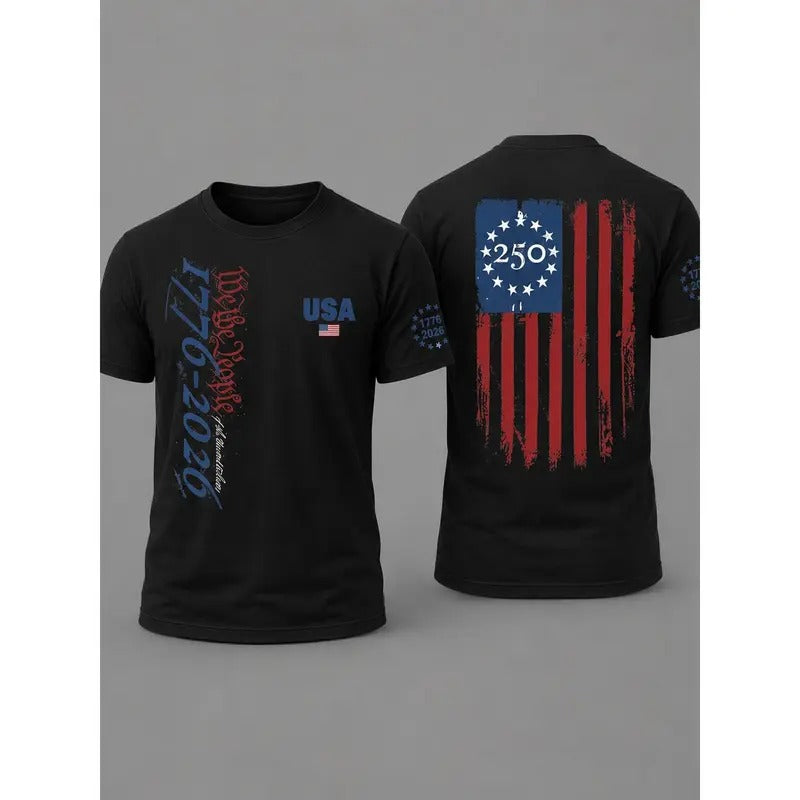 We The People 250 Years Shirt 1776-2026, America 250th Anniversary Distressed Flag Tee, Patriotic USA Semiquincentennial Gift, Gildan Unisex T-Shirt Sweatshirt Hoodie