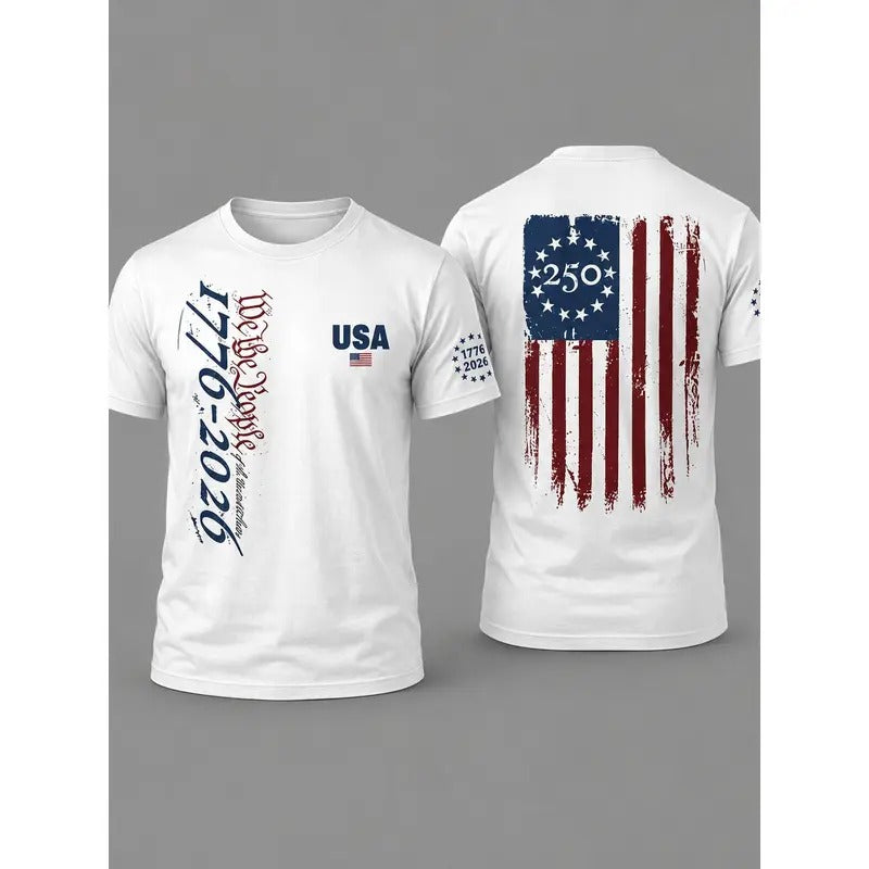We The People 250 Years Shirt 1776-2026, America 250th Anniversary Distressed Flag Tee, Patriotic USA Semiquincentennial Gift, Gildan Unisex T-Shirt Sweatshirt Hoodie