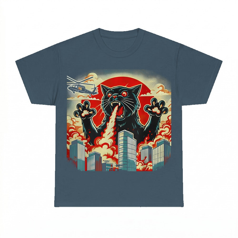 Black Cat Fire Breathing City Shirt - Gildan Unisex Tee