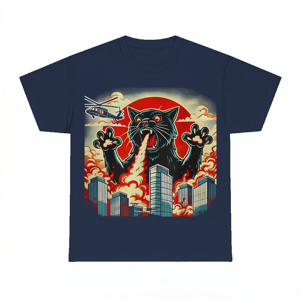Black Cat Fire Breathing City Shirt - Gildan Unisex Tee