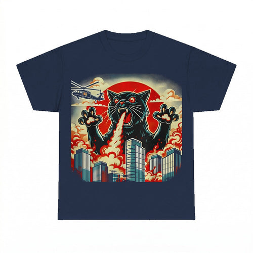 Black Cat Fire Breathing City Shirt - Gildan Unisex Tee
